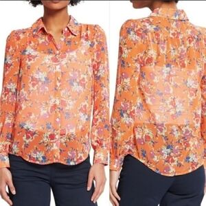Modcloth Be Buzzworthy Floral Buttondown Garden Girl Dopamine Dressing Orange